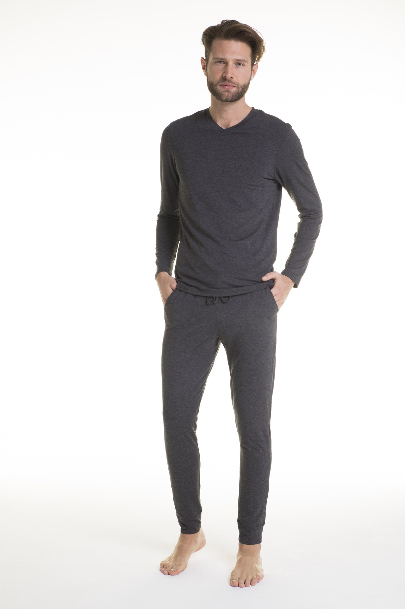 pigiama uomo modal melange manica lunga verdiani loungewear
