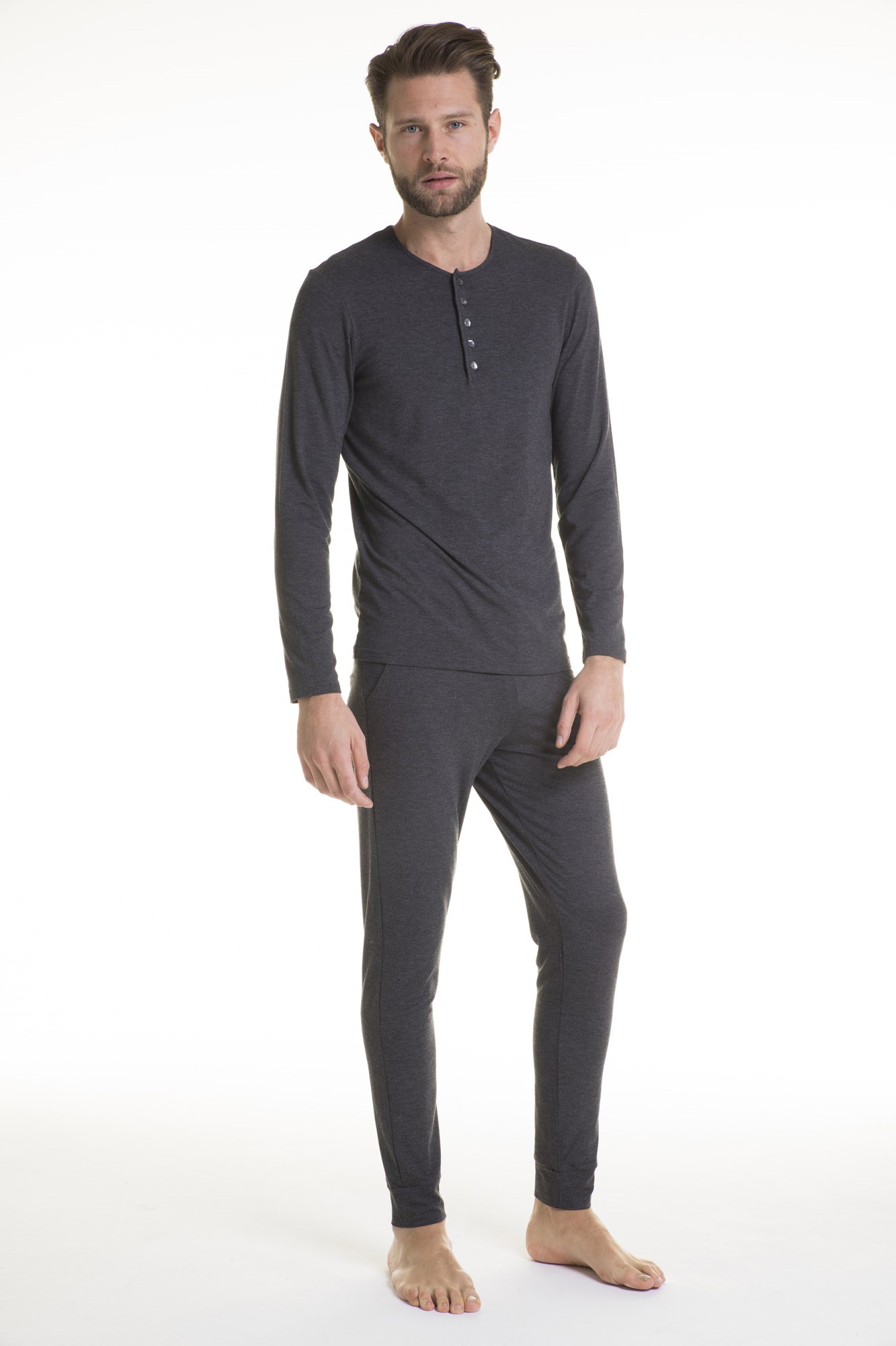 pigiama uomo modal melange manica lunga verdiani loungewear